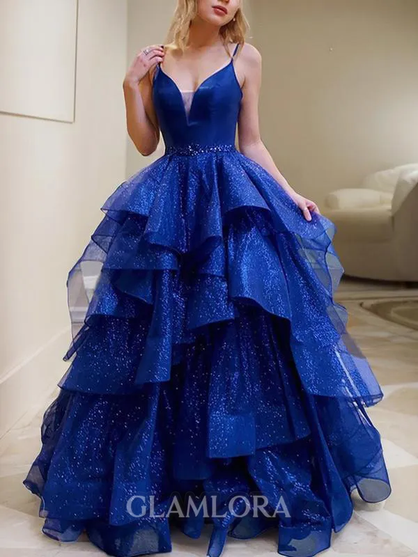 Elegant A-line V-Neck Sleeveless Floor-Length Prom Dress