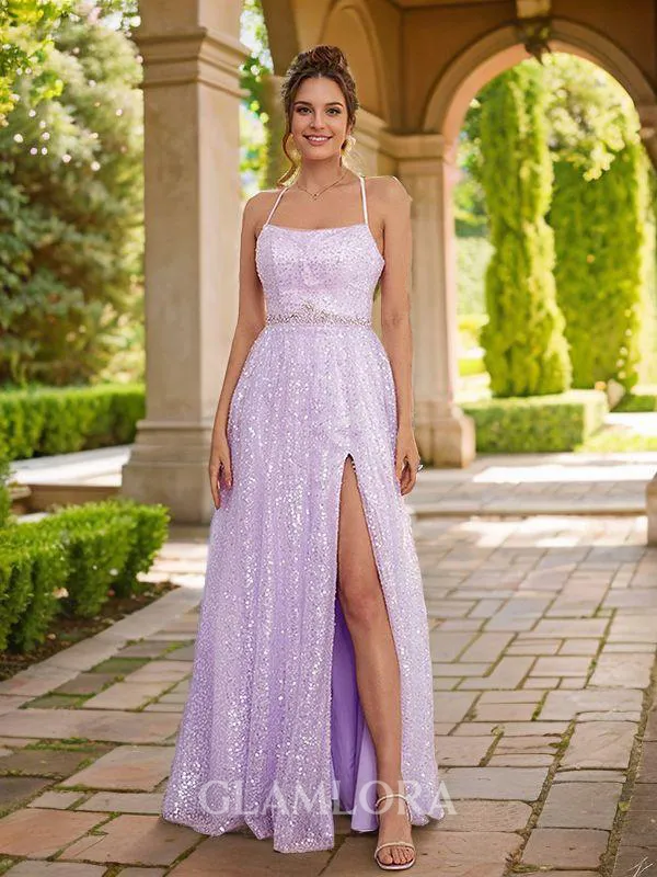 A-line Spaghetti Straps Timeless Sleeveless Floor-Length Prom Dresses