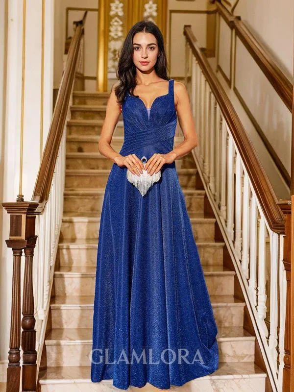 A-line V-Neck Timeless Sleeveless Floor-Length Prom Dresses
