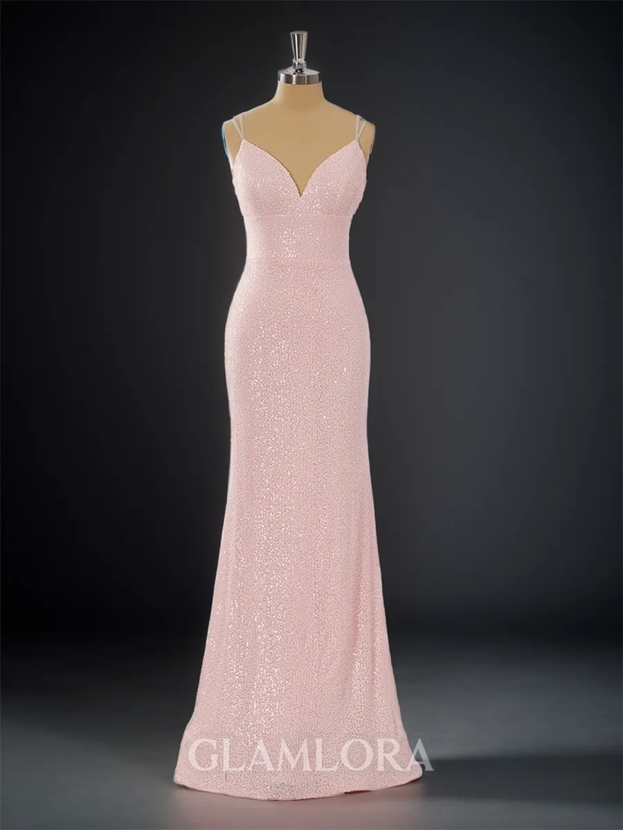 Sheath/Column Classic V-neck Floor-Length Prom Dress