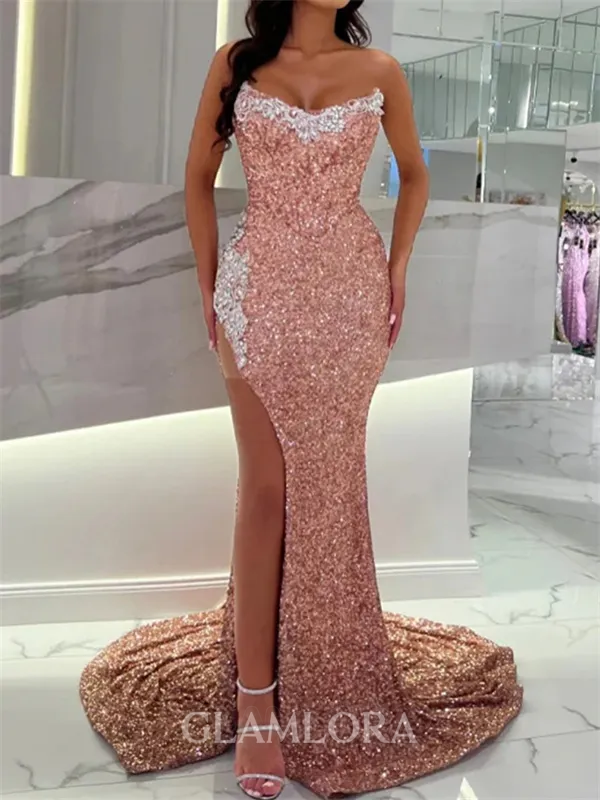 Grand Sheath Straight Beading Court Train Velvet Sequins Prom Dress