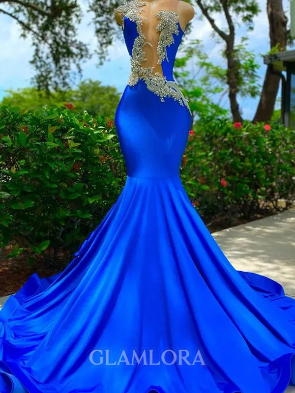 Striking Mermaid Scoop Beading Floor-Length Prom Dress