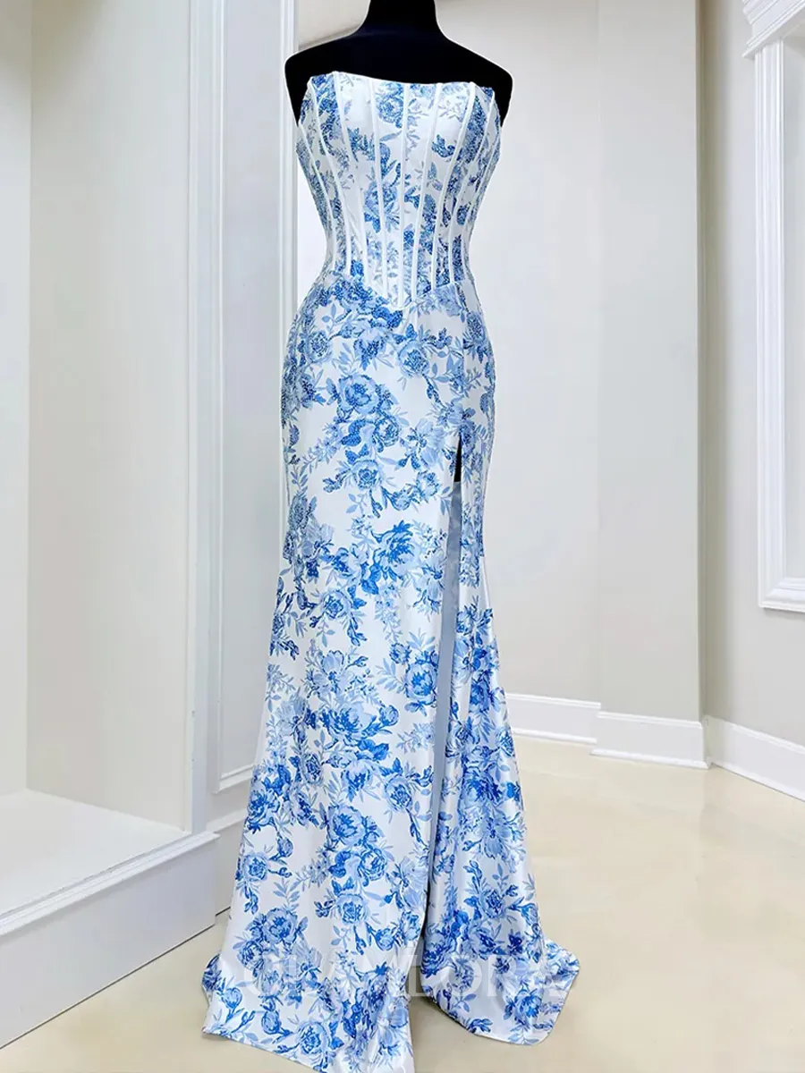 Exquisite Sheath Straight Sweep Train Corset Prom Dress