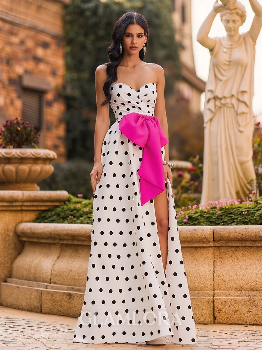 Enchanting A-Line Sweetheart Bow Sweep Train Prom Dress