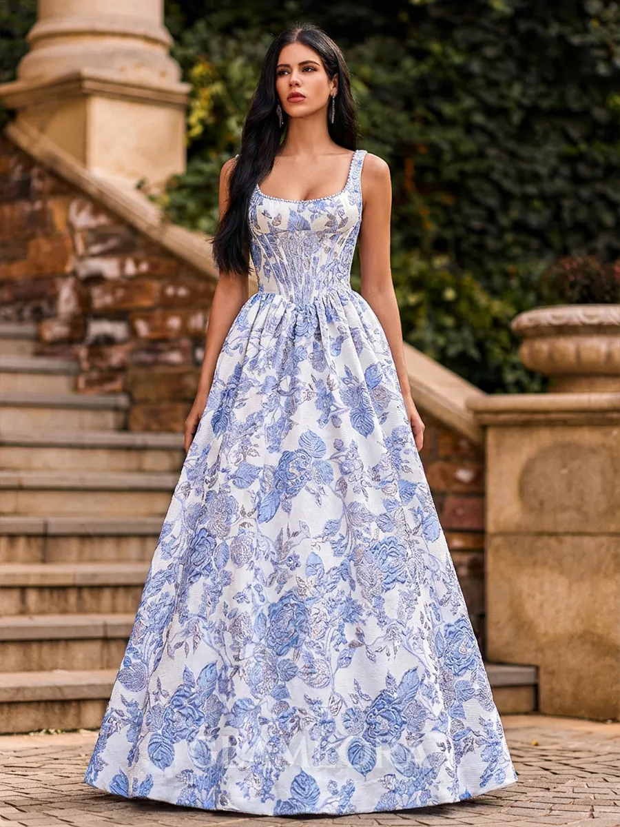 Unforgettable A-Line Straps Pleated Sweep Train Corset Prom Dress