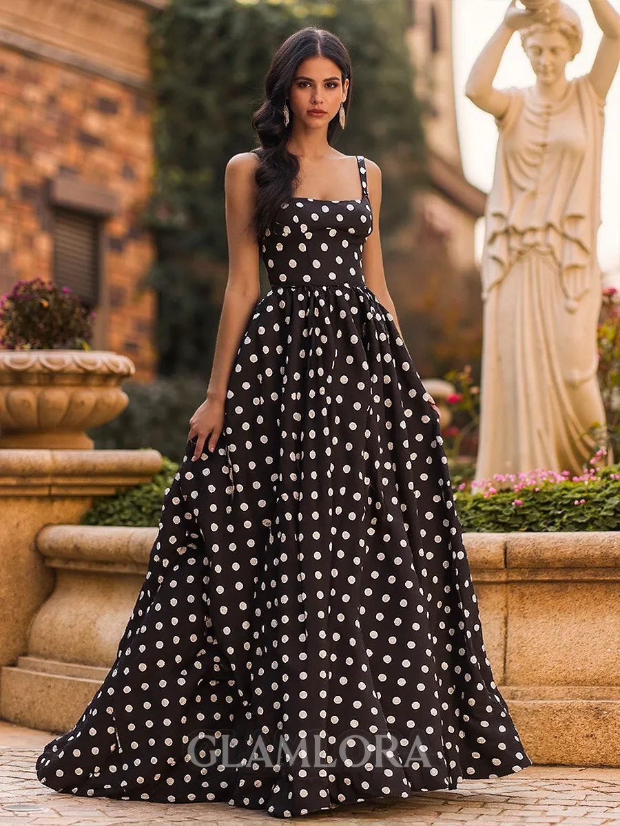 Striking A-Line Square Pleated Sweep Train Corset Prom Dress