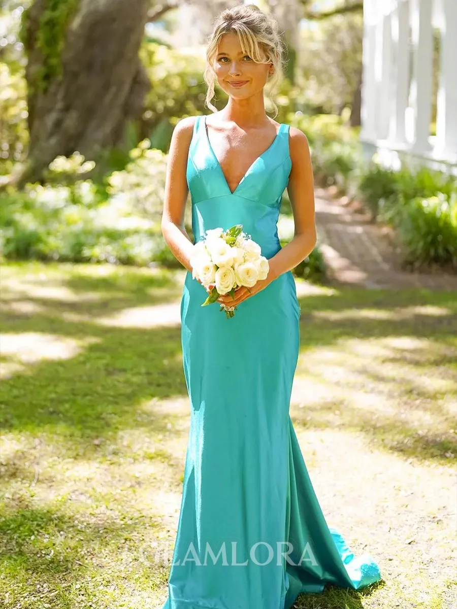 Magnificent Sheath Straps Sweep Train Silk like Satin Corset Prom Dress