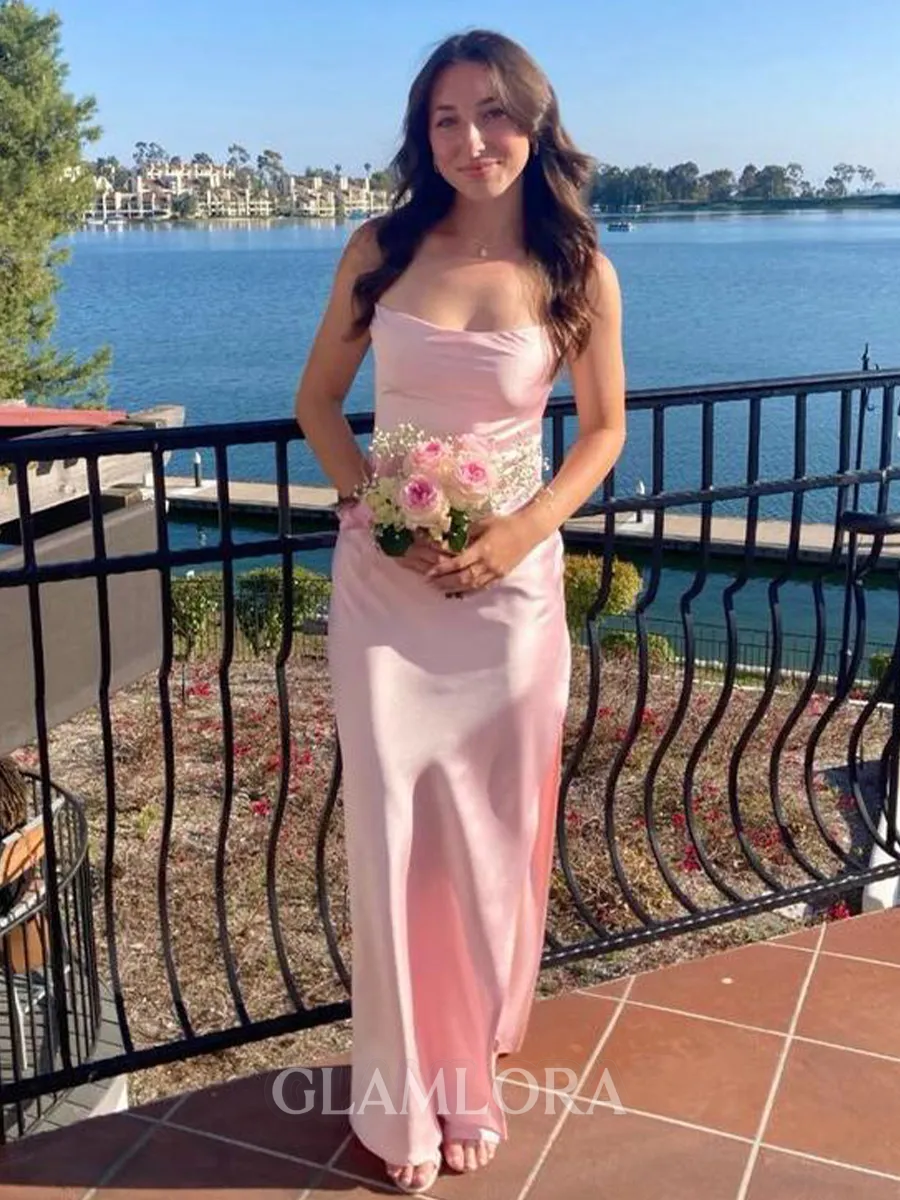 Classy Sheath Halter Floor-Length Silk Like Satin Prom Dress