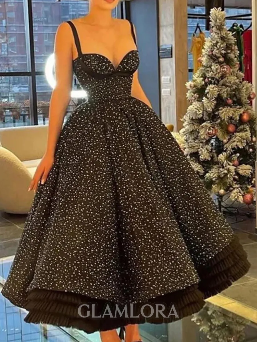 Captivating A-line Straps Ruffles Ankle-Length Corset Prom Dress