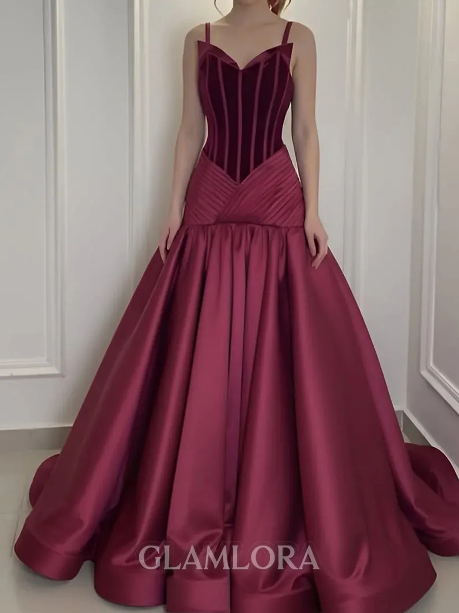 Stunning A-line Sweetheart Ruffles Sweep Train Satin Corset Prom Dress