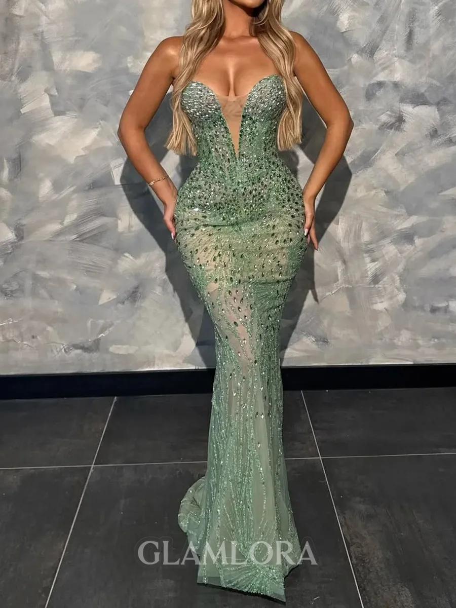 Pretty Sheath Sweetheart Beading Floor-Length Prom Dress