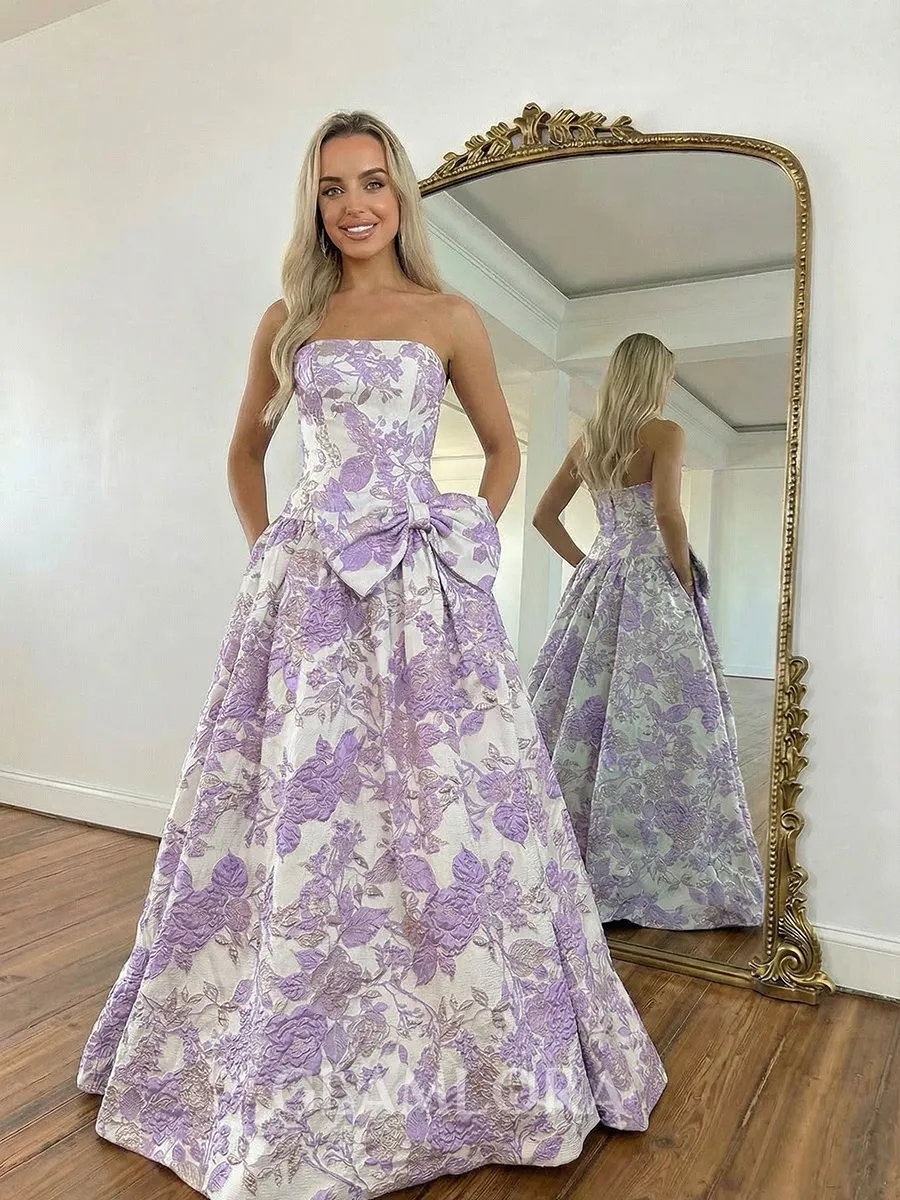 Seductive A-line Straight Bow Floor-Length Corset Prom Dress