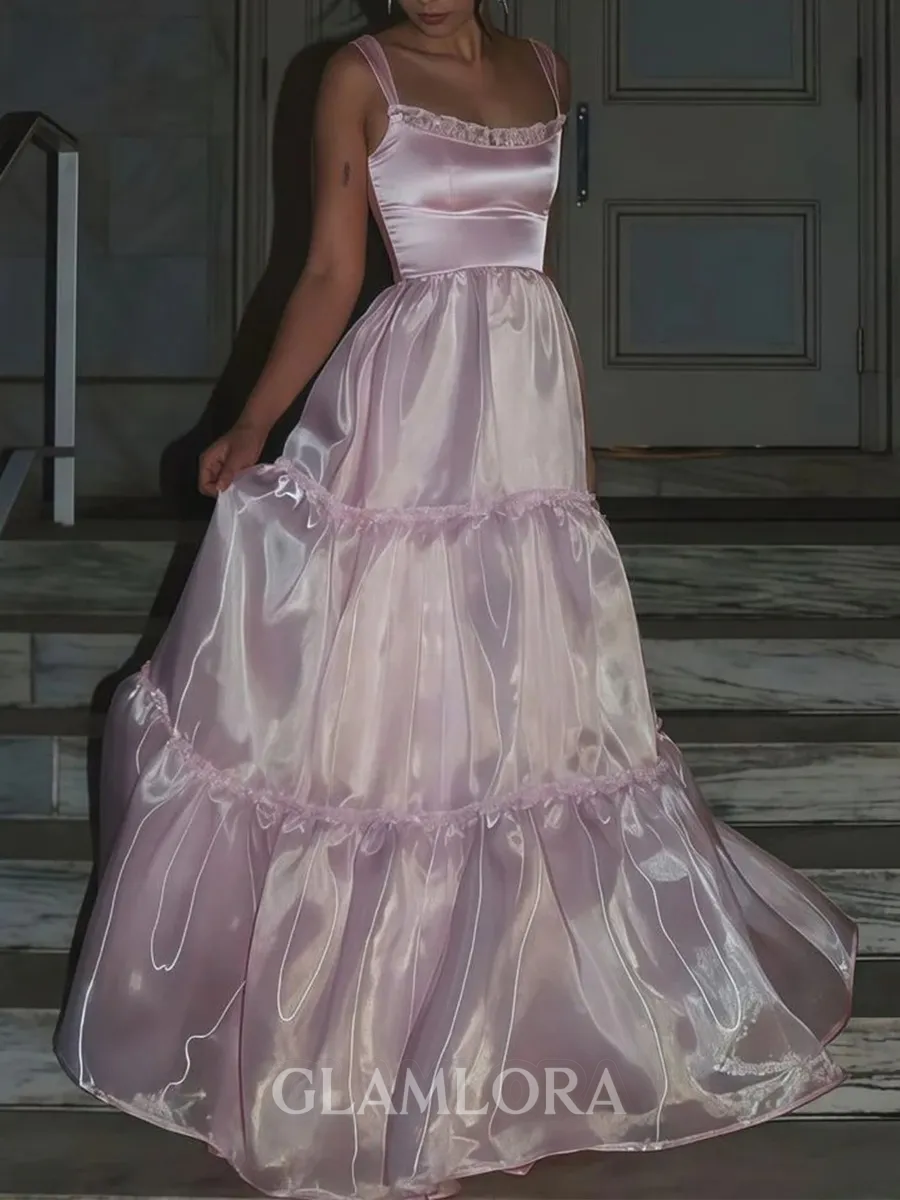 Enchanting A-line Straps Ruffles Floor-Length Prom Dress