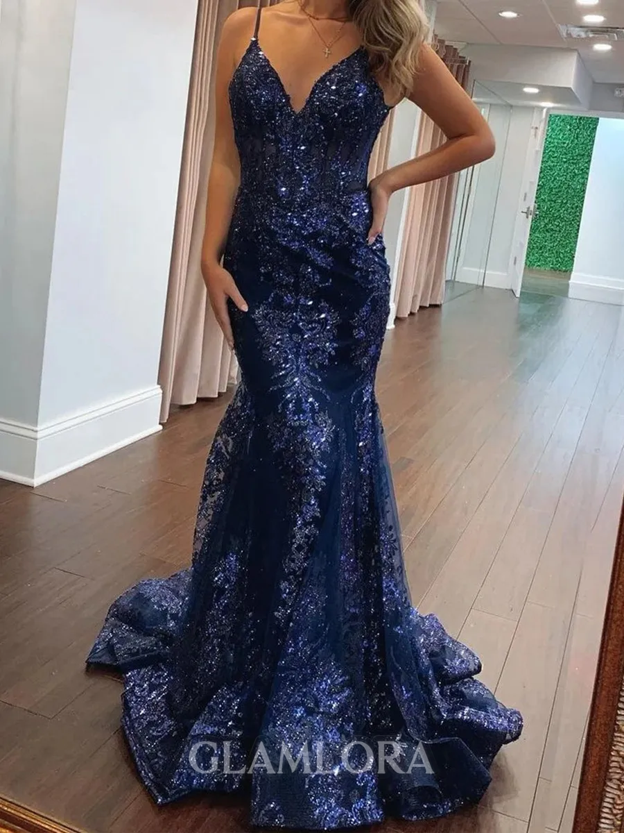 Mesmerizing Mermaid Spaghetti Straps Sweep Train Tulle Corset Prom Dress