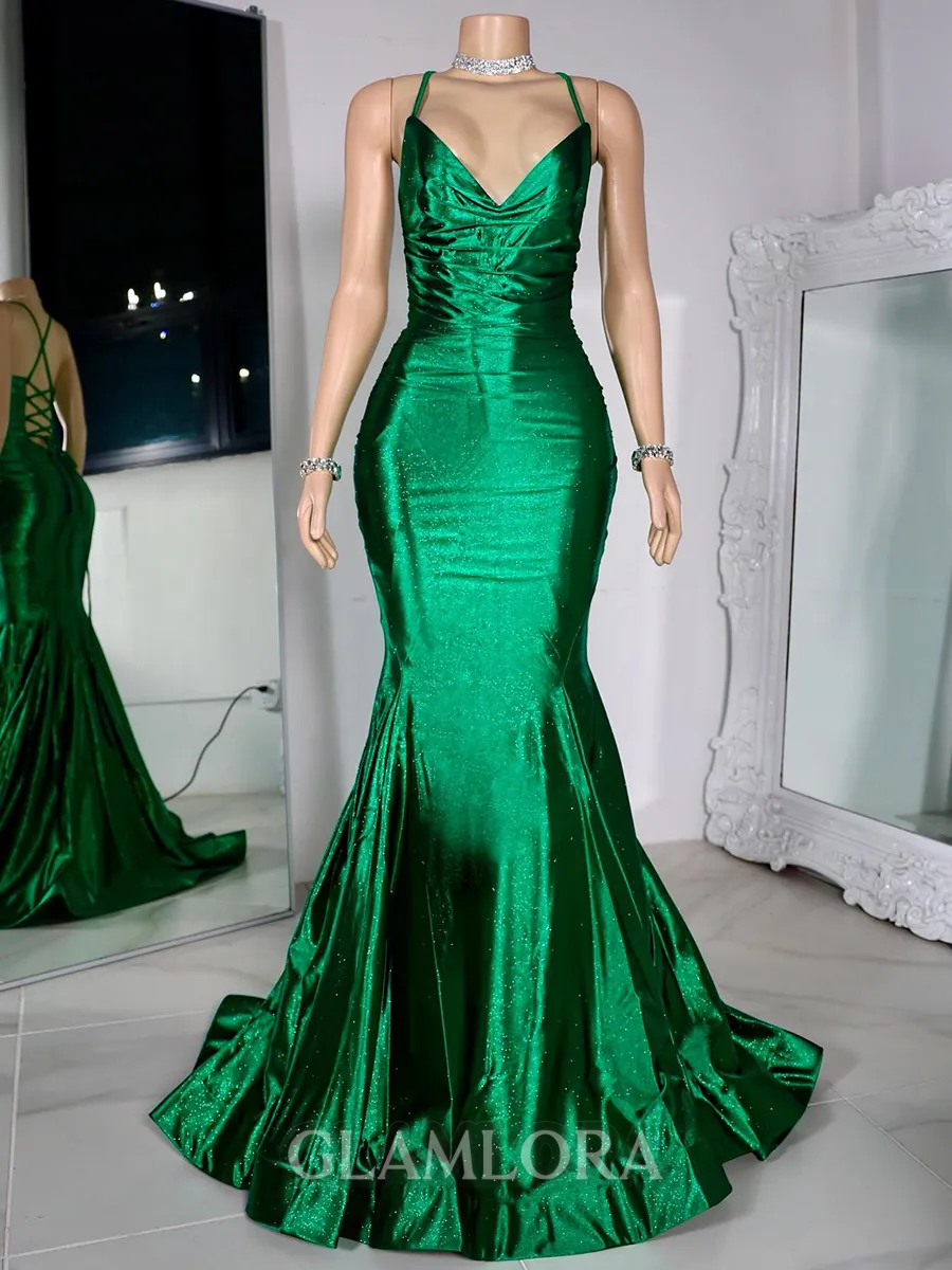 Luxurious Sheath V-Neck Pleated Floor-Length Corset Prom Dress