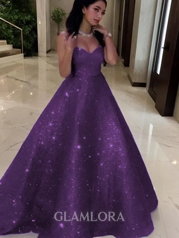 Ball-Gown Sweetheart Sleeveless Sweep Train Flowy Evening Dress With Ruffles