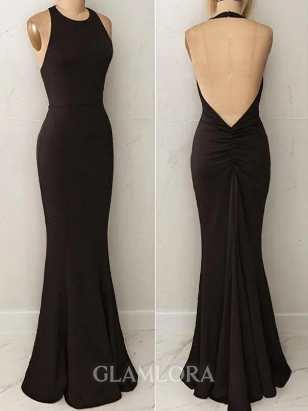 Trumpet/Mermaid Halter Sleeveless Floor-Length Exquisite Jersey Evening Dress