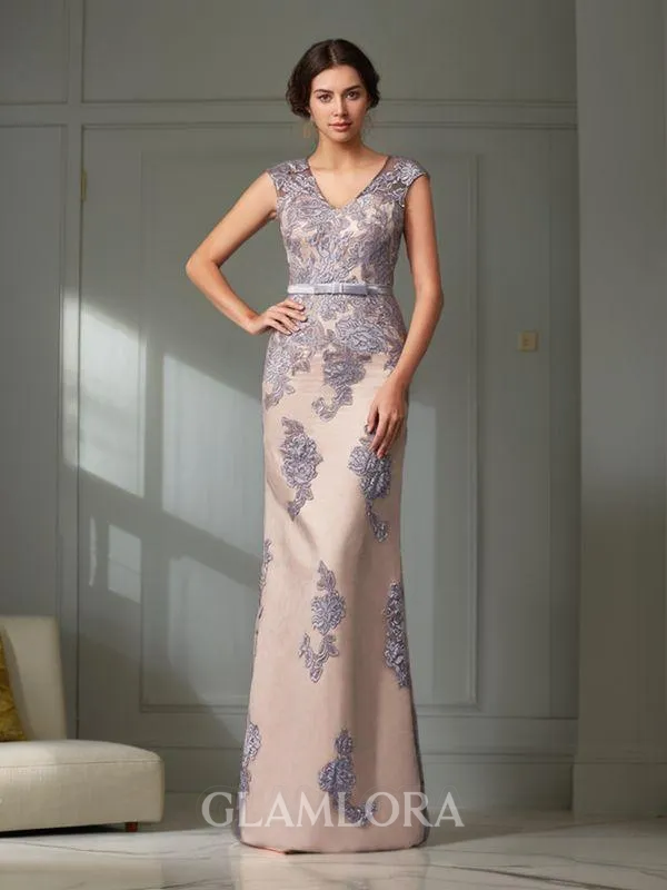 Dreamy Sheath/Column Straps Sleeveless Floor-Length Satin Evening Dress With Sash