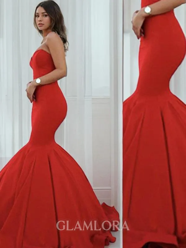 Ariel Trumpet/Mermaid Sweetheart Sleeveless Sweep Train Satin Evening Dress