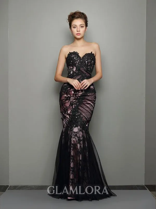 Trumpet/Mermaid Sweetheart Sleeveless Alluring Floor-Length Silk like Satin Evening Dress With Applique