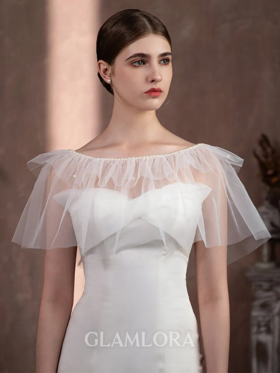 Charming Tulle With Imitation Pearl Wedding Wraps