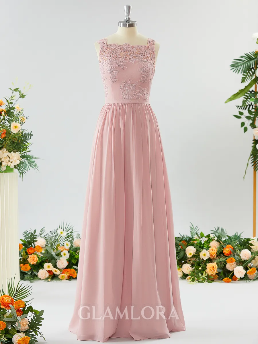 A-line Square Charming Chiffon Bridesmaid Dress With Applique