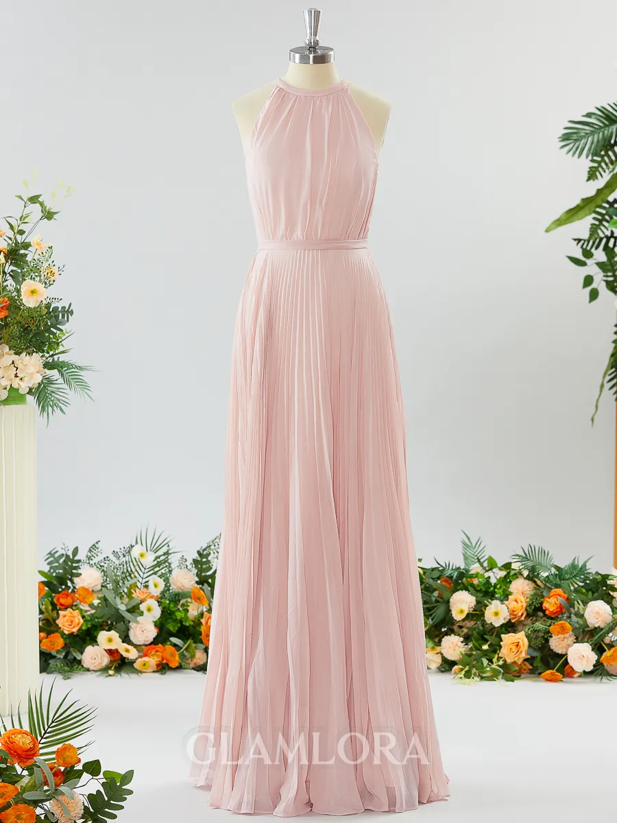 A-line Magnificent Halter Chiffon Bridesmaid Dress With Ruffles