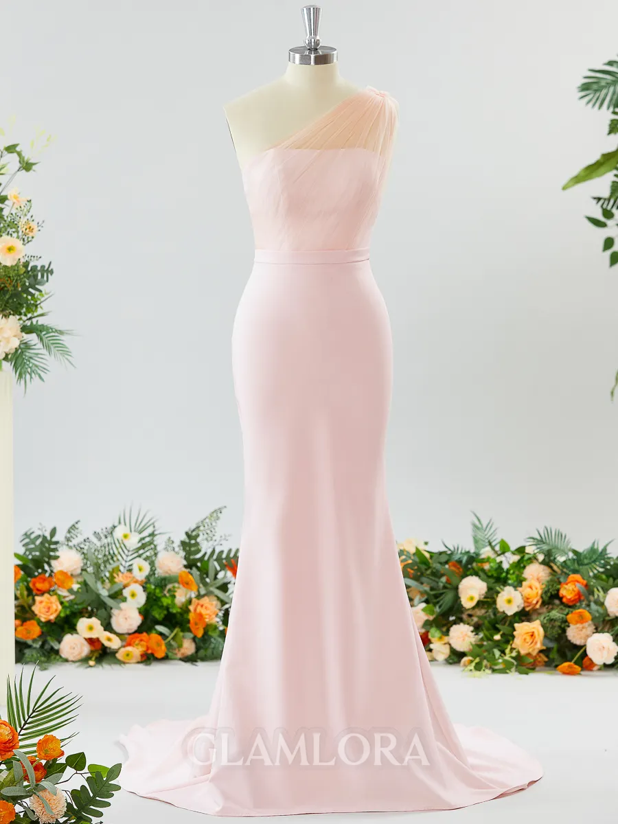 Sheath/Column One-Shoulder Splendiferous Stretch Crepe Bridesmaid Dress