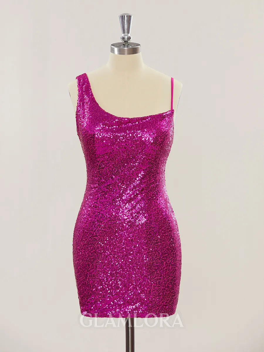 Sheath/Column Square Glimmering Open Back Sequins Short/Mini Homecoming Dress