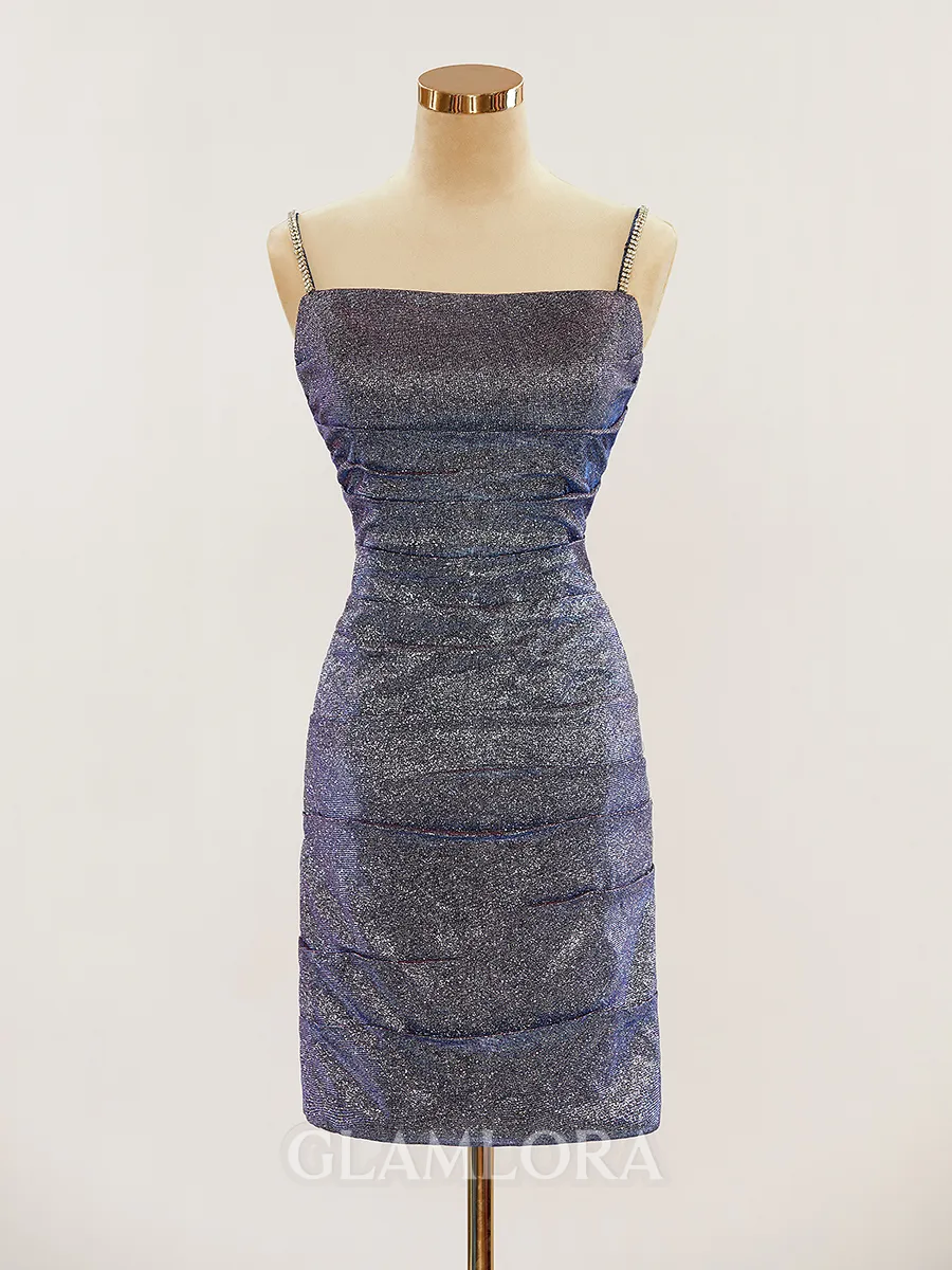 Sheath/Column Spaghetti Straps Alluring Short/Mini Homecoming Dress With Beading