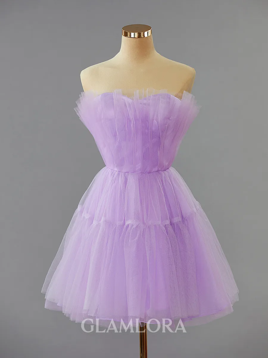 Elegant A-line Tulle Short/Mini Homecoming Dress With Ruffles
