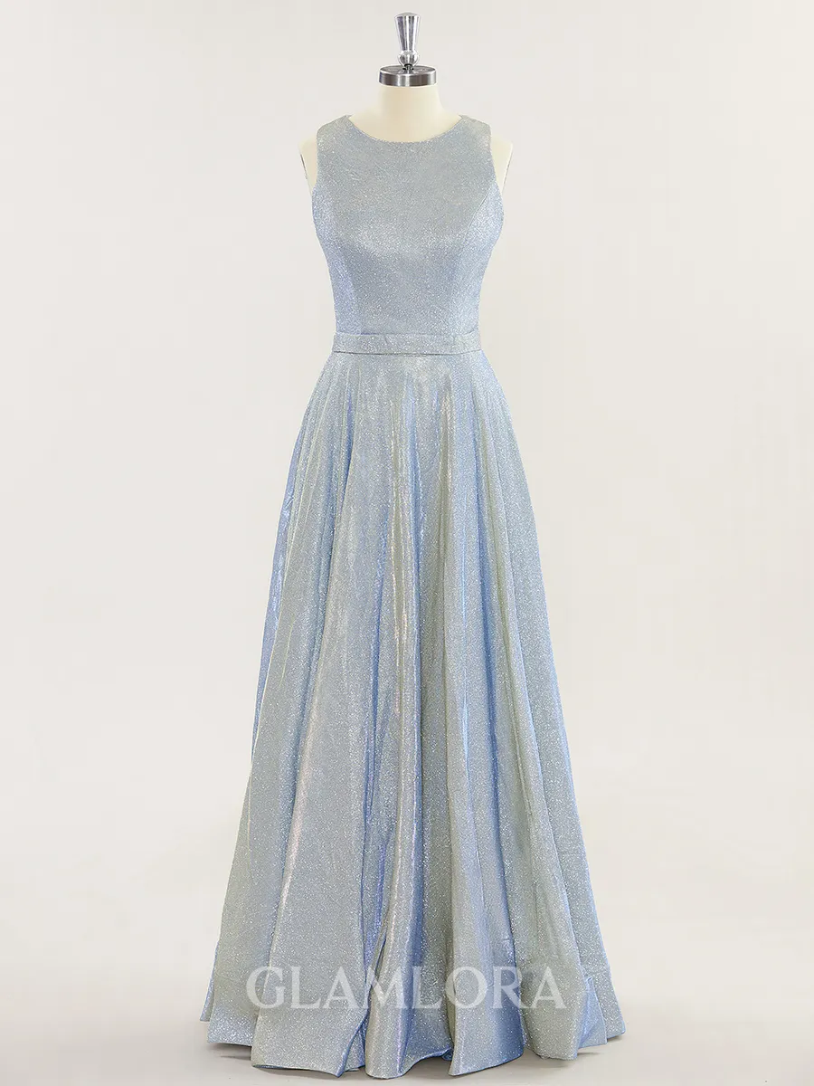 Fashion A-line Scoop Floor-Length Prom Dress With Pockets