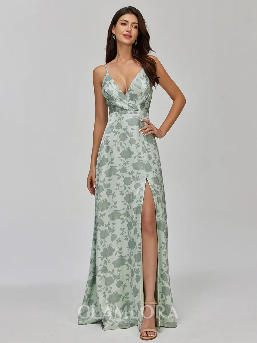 Stunning A-line V-Neck Pleated Floor-Length Bridesmaid Dress