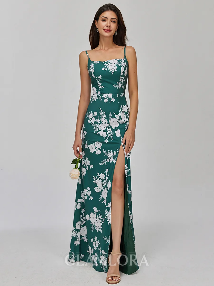 Rhythmic Sheath Spaghetti Straps Floor-Length Bridesmaid Dress