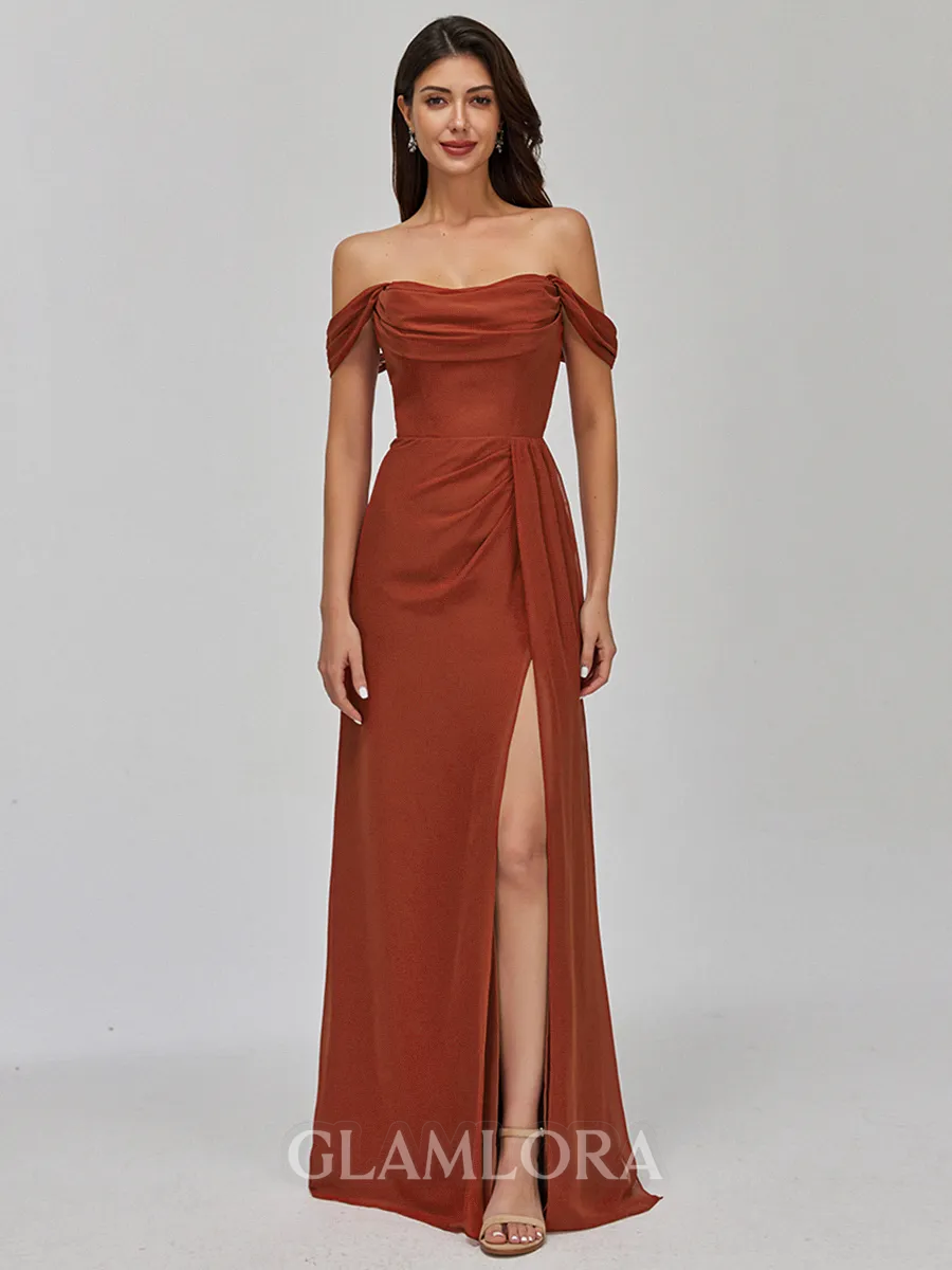 Timeless Sheath Cowl Pleated Floor-Length Chiffon Bridesmaid Dress