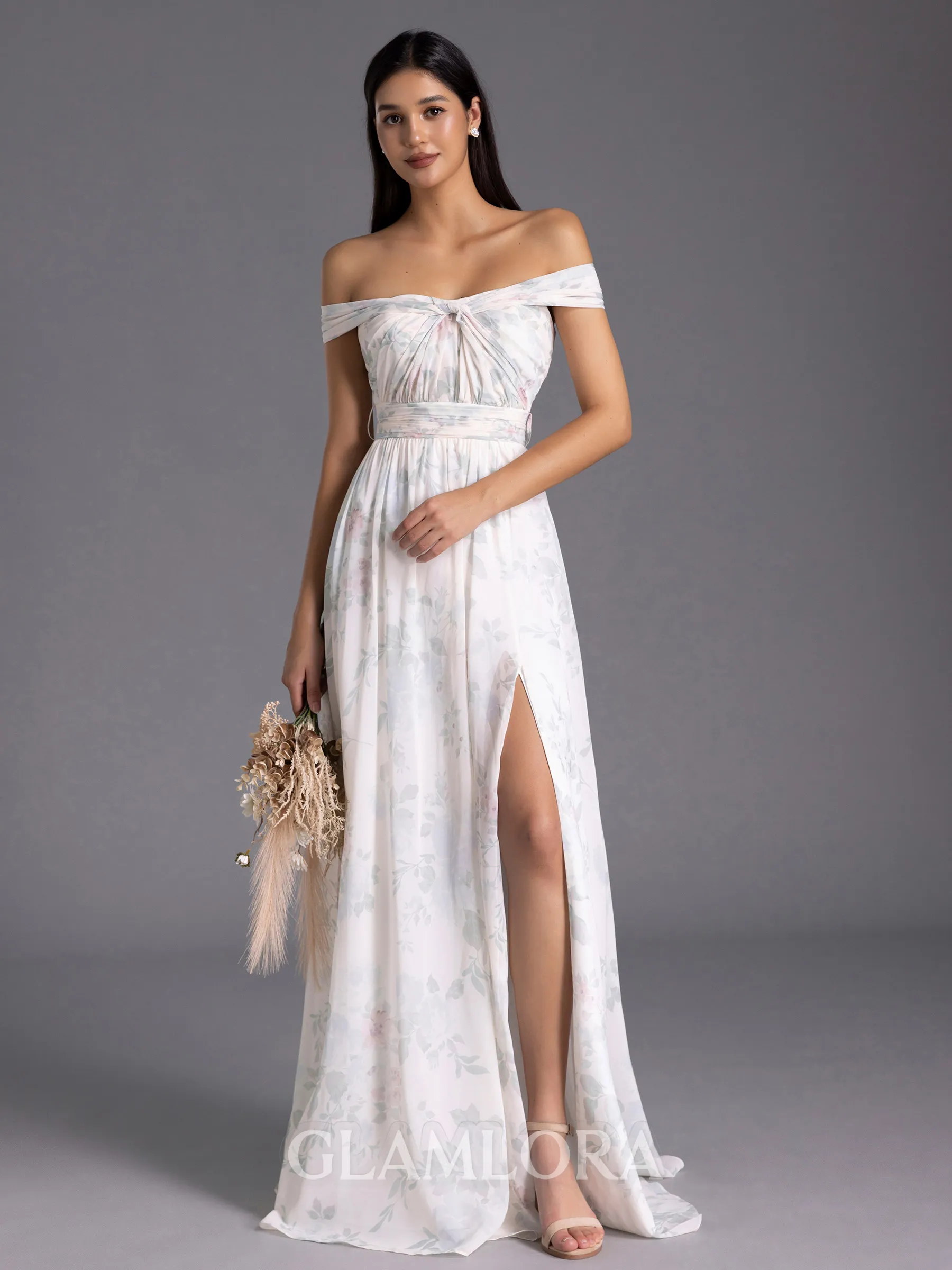 Chic A-line Pleated Floor-Length Convertible Bridesmaid Dress