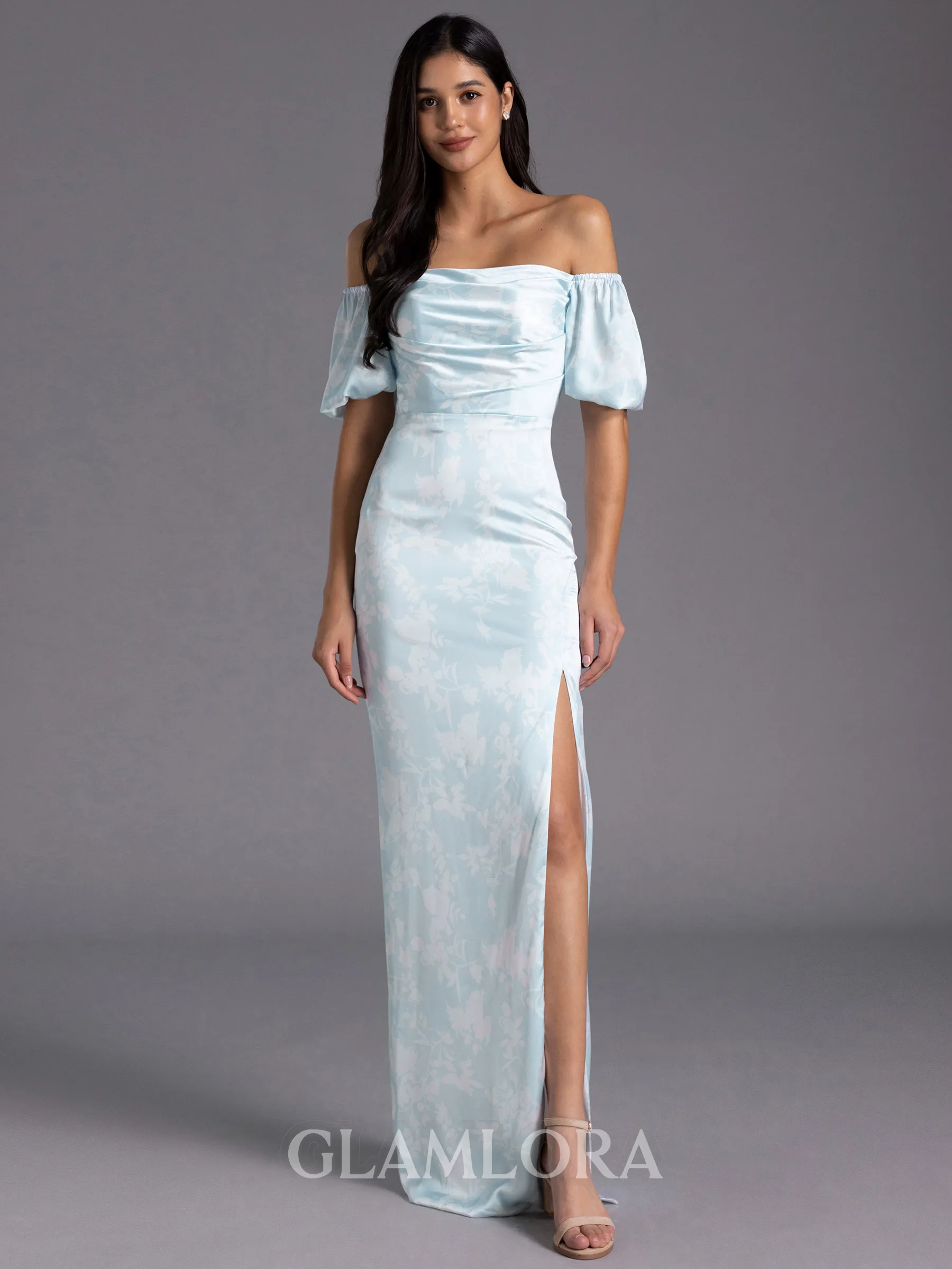Impeccable Sheath Square Short Sleeves Floor-Length Bridesmaid Dress