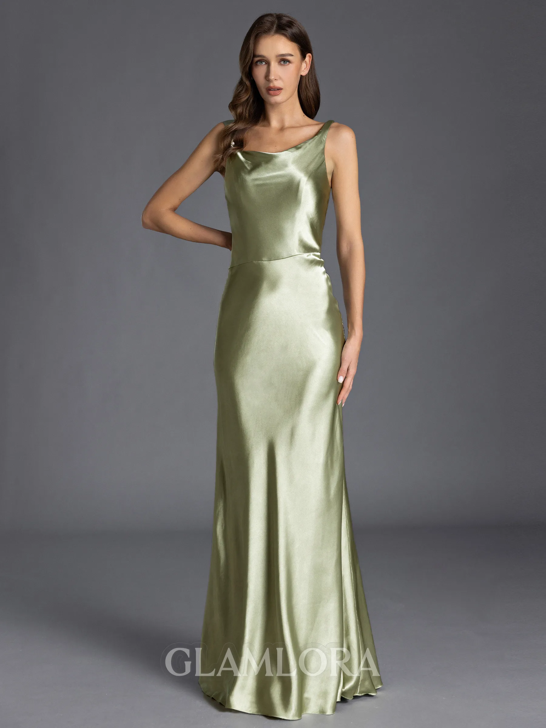 Mesmerizing Sheath Scoop Floor-Length Silk Like Satin Bridesmaid Dress