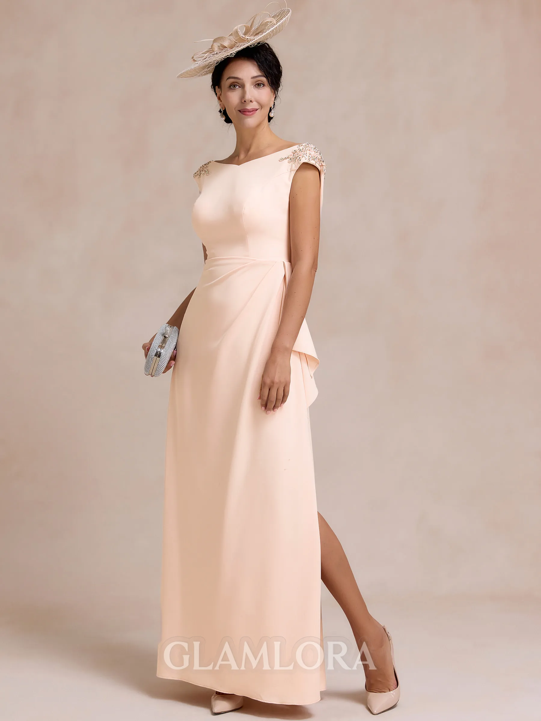 Impeccable Sheath Bateau Appliques Lace Floor-Length Stretch Crepe Mother of the Bride Dress