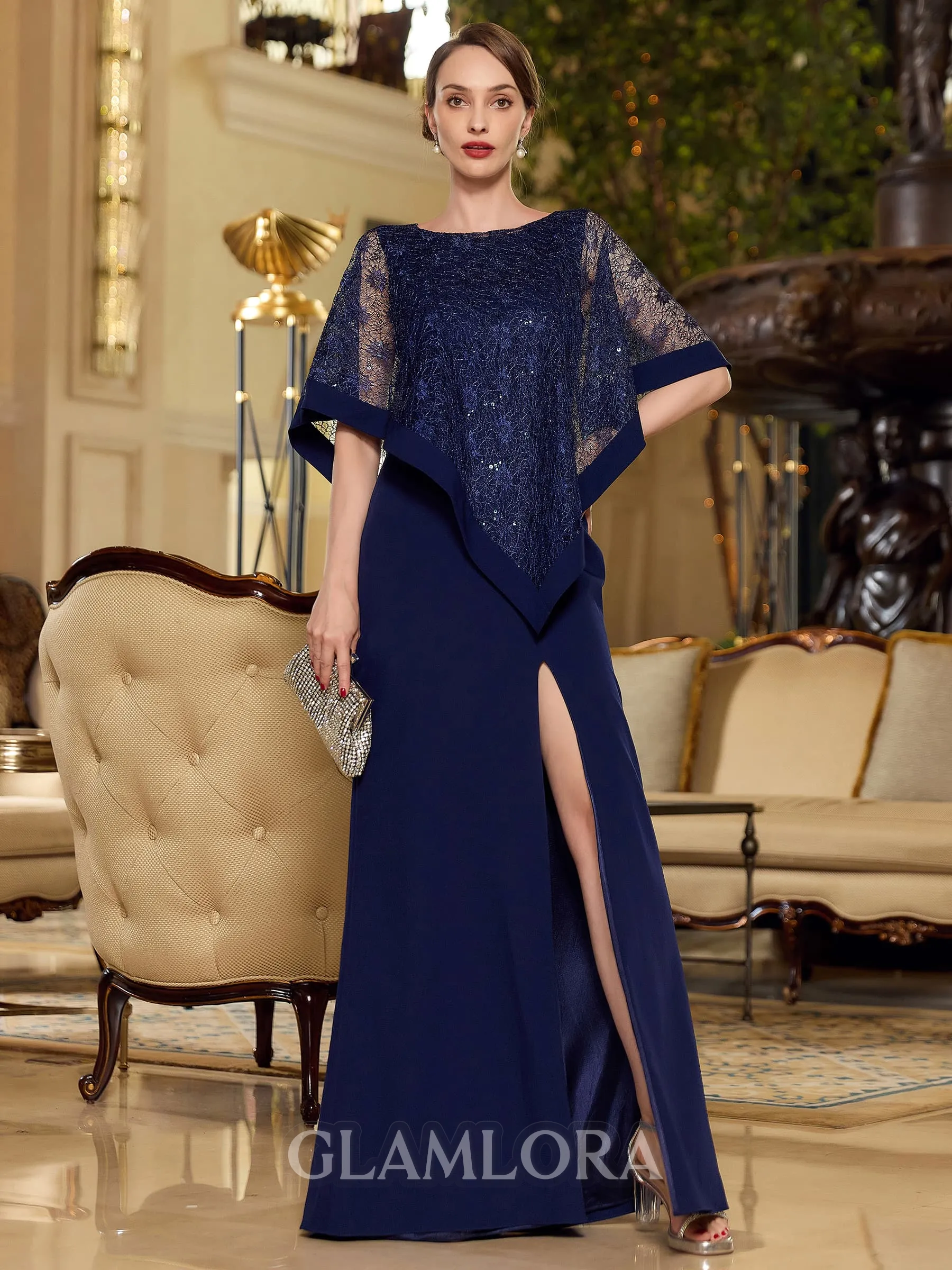 Enchanting Sheath/Column Stretch Crepe Scoop Sleeveless Floor-Length Mother of the Bride Dresses
