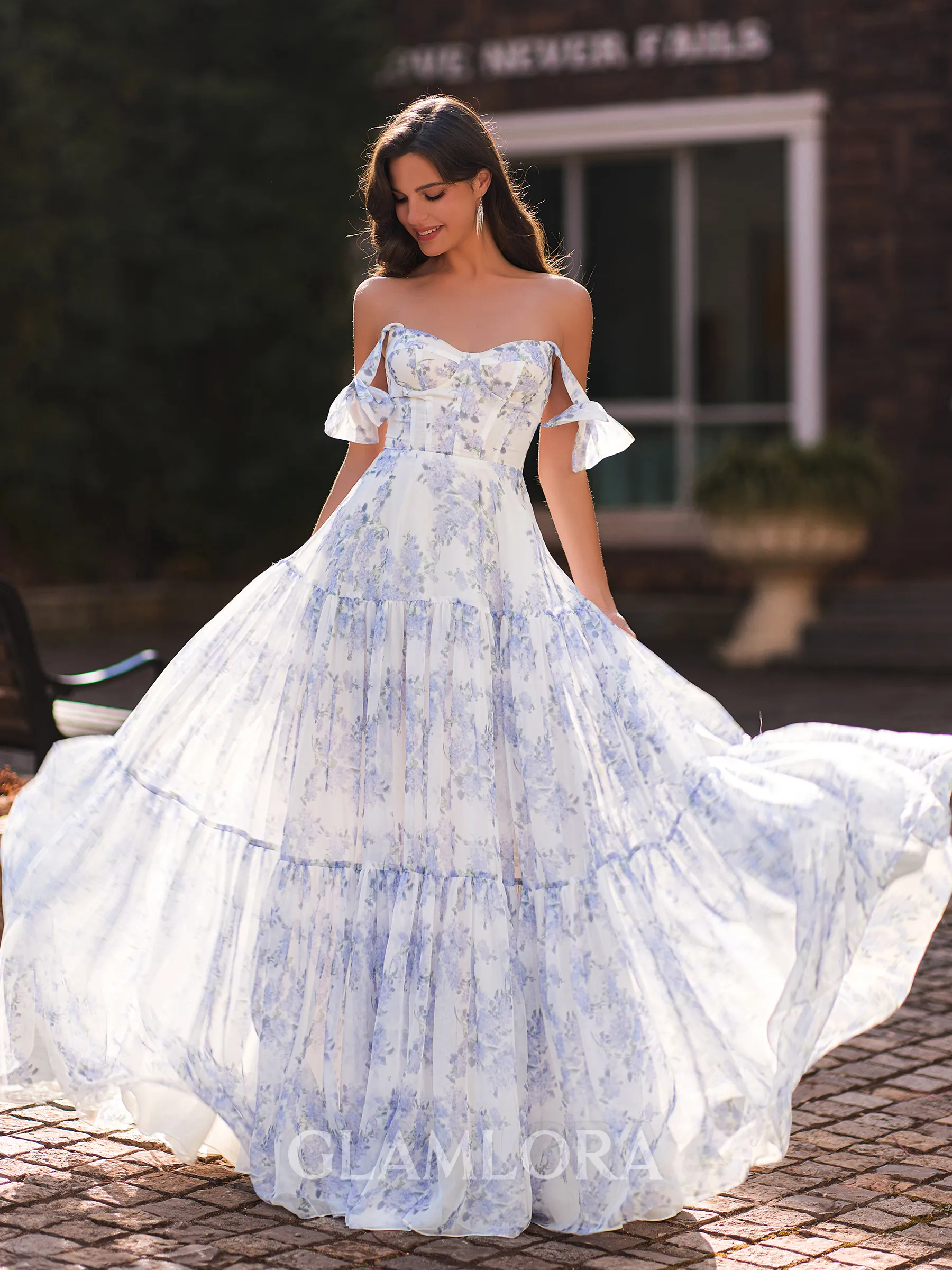 Opulent A-Line Off-the-Shoulder Floor-Length Corset Prom Dress