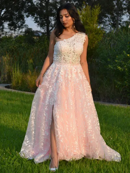 A-line Trendy One-Shoulder...