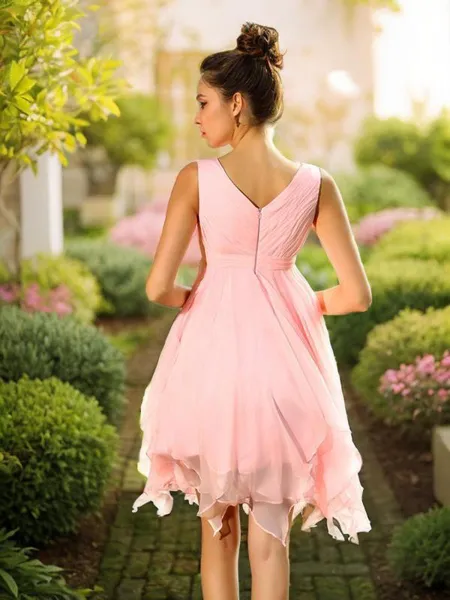 A-line V-Neck Sleeveless...