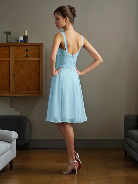 A-line V-Neck Sleeveless...