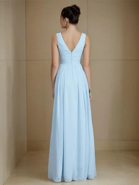 A-line V-Neck Sleeveless...