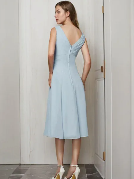 A-line V-Neck Sleeveless...