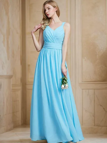 A-line V-Neck Sleeveless...