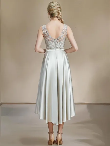 A-line Bateau Sleeveless...