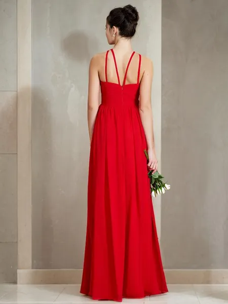 A-line Halter Sleeveless...