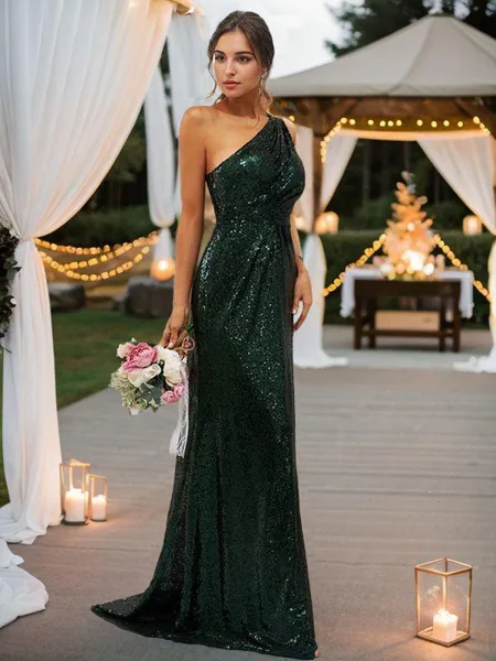 Sheath/Column One-Shoulder...